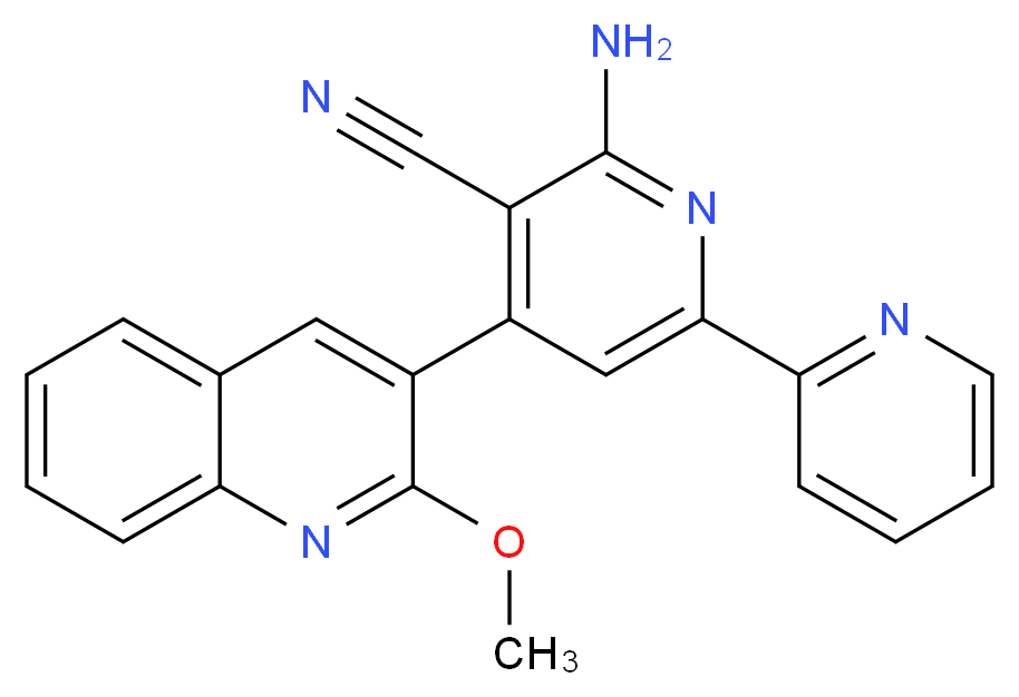 6-amino-4-(2-methoxyquinolin-3-yl)-2,2'-bipyridine-5-carbonitrile_分子结构_CAS_)