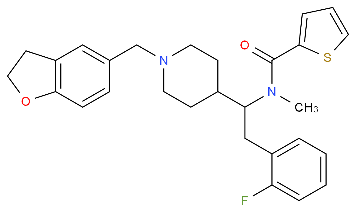 N-[1-[1-(2,3-dihydro-1-benzofuran-5-ylmethyl)-4-piperidinyl]-2-(2-fluorophenyl)ethyl]-N-methyl-2-thiophenecarboxamide_分子结构_CAS_)