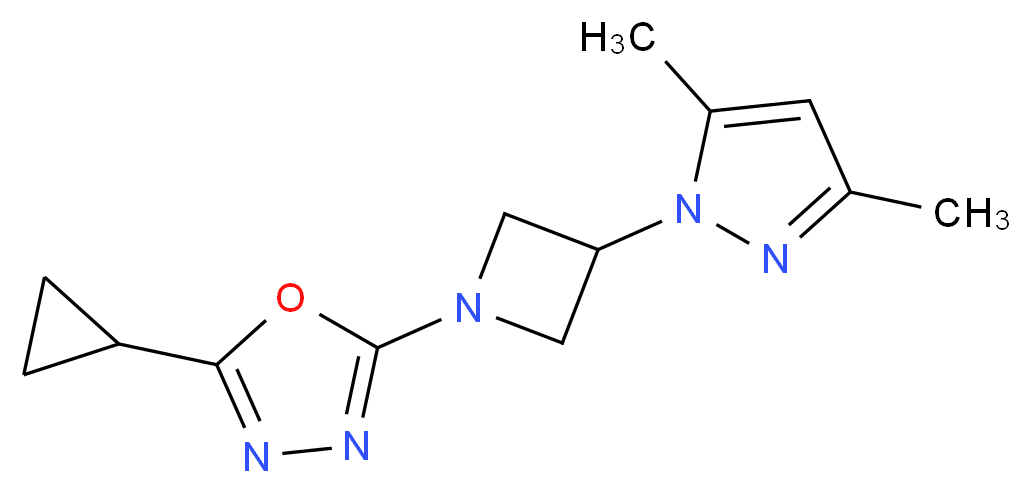 2-cyclopropyl-5-[3-(3,5-dimethyl-1H-pyrazol-1-yl)azetidin-1-yl]-1,3,4-oxadiazole_分子结构_CAS_)