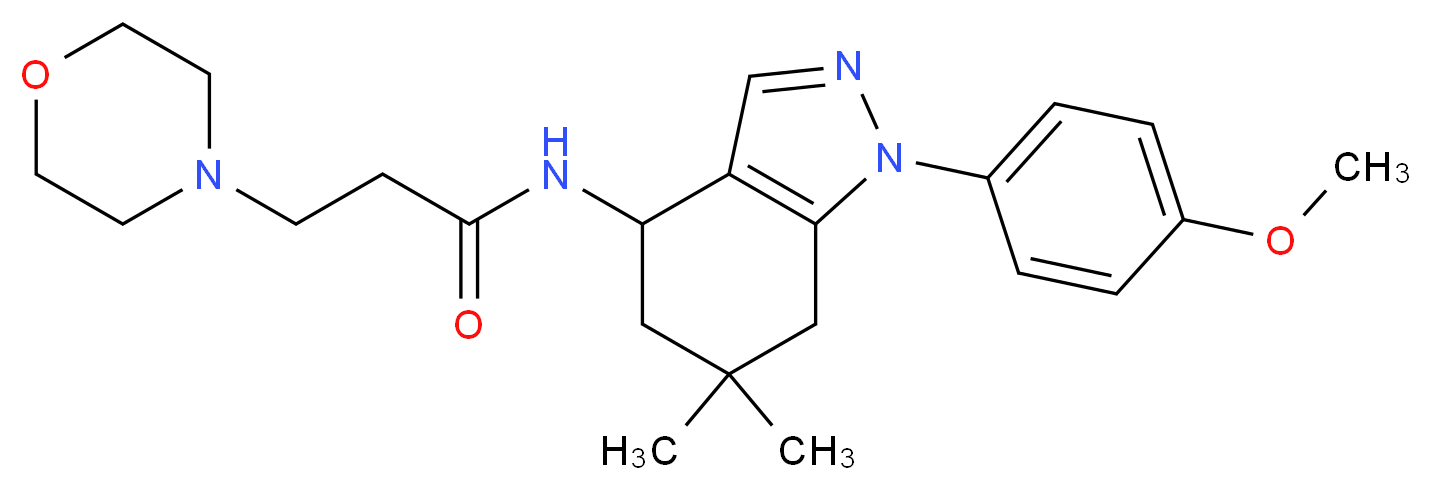 N-[1-(4-methoxyphenyl)-6,6-dimethyl-4,5,6,7-tetrahydro-1H-indazol-4-yl]-3-(4-morpholinyl)propanamide_分子结构_CAS_)