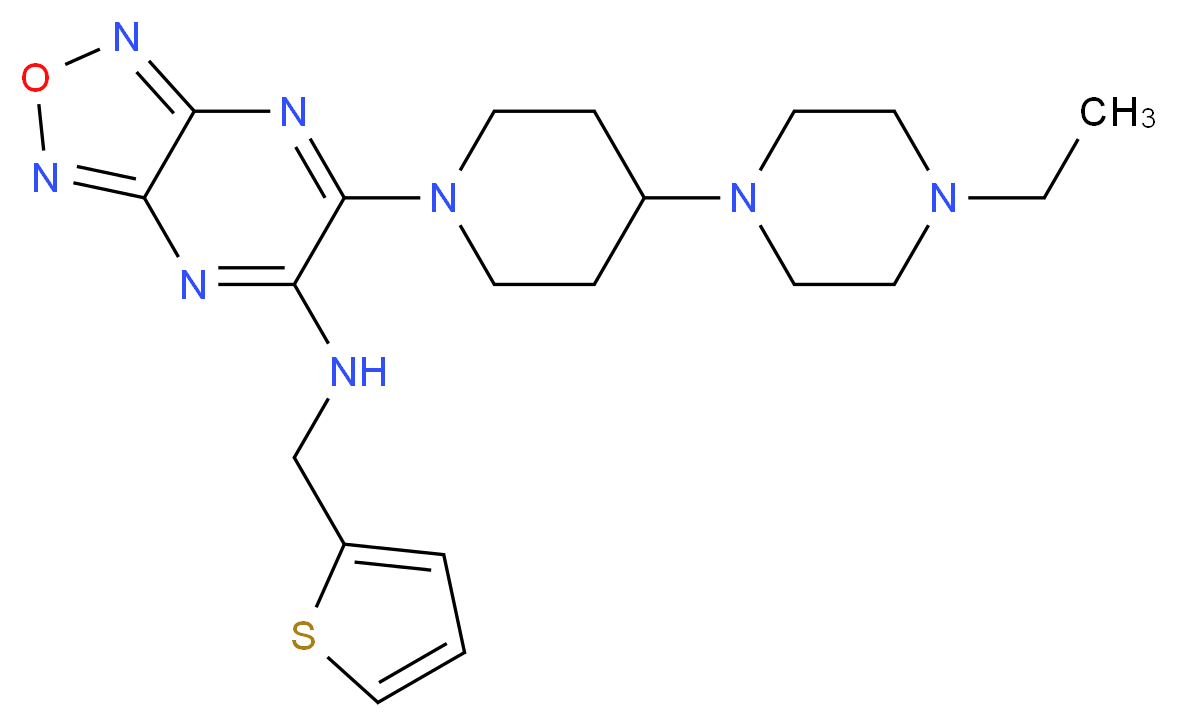 6-[4-(4-ethyl-1-piperazinyl)-1-piperidinyl]-N-(2-thienylmethyl)[1,2,5]oxadiazolo[3,4-b]pyrazin-5-amine_分子结构_CAS_)