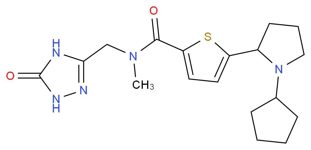5-(1-cyclopentyl-2-pyrrolidinyl)-N-methyl-N-[(5-oxo-4,5-dihydro-1H-1,2,4-triazol-3-yl)methyl]-2-thiophenecarboxamide_分子结构_CAS_)