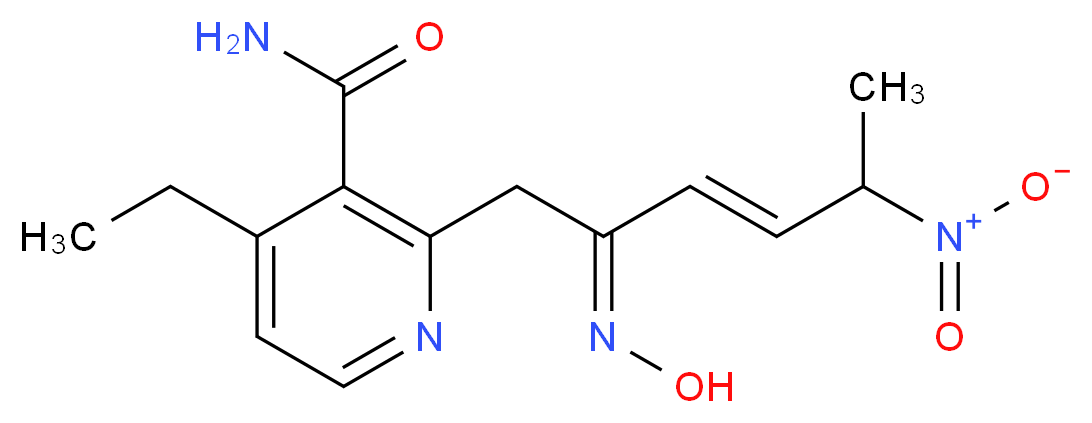 (±)-(E)-4-Ethyl-2-[(Z)-hydroxyimino]-5-nitro-3-hexen-1-yl-nicotinamide_分子结构_CAS_162626-99-5)