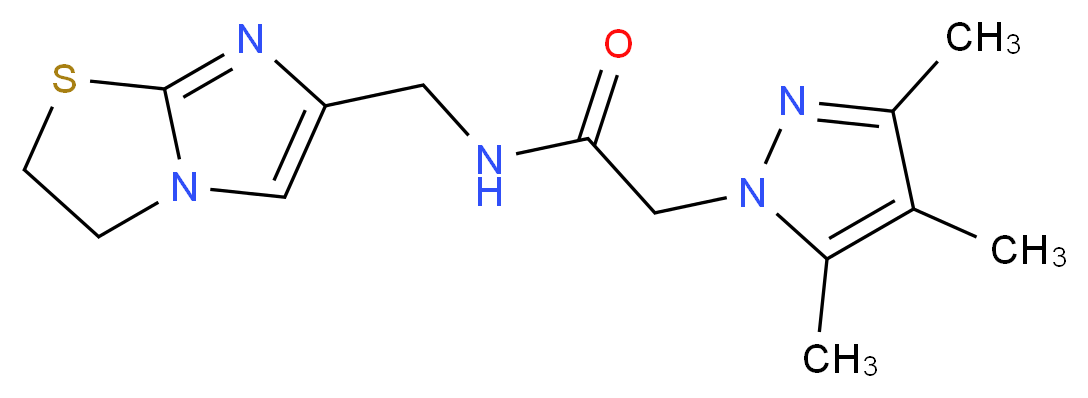 N-(2,3-dihydroimidazo[2,1-b][1,3]thiazol-6-ylmethyl)-2-(3,4,5-trimethyl-1H-pyrazol-1-yl)acetamide_分子结构_CAS_)