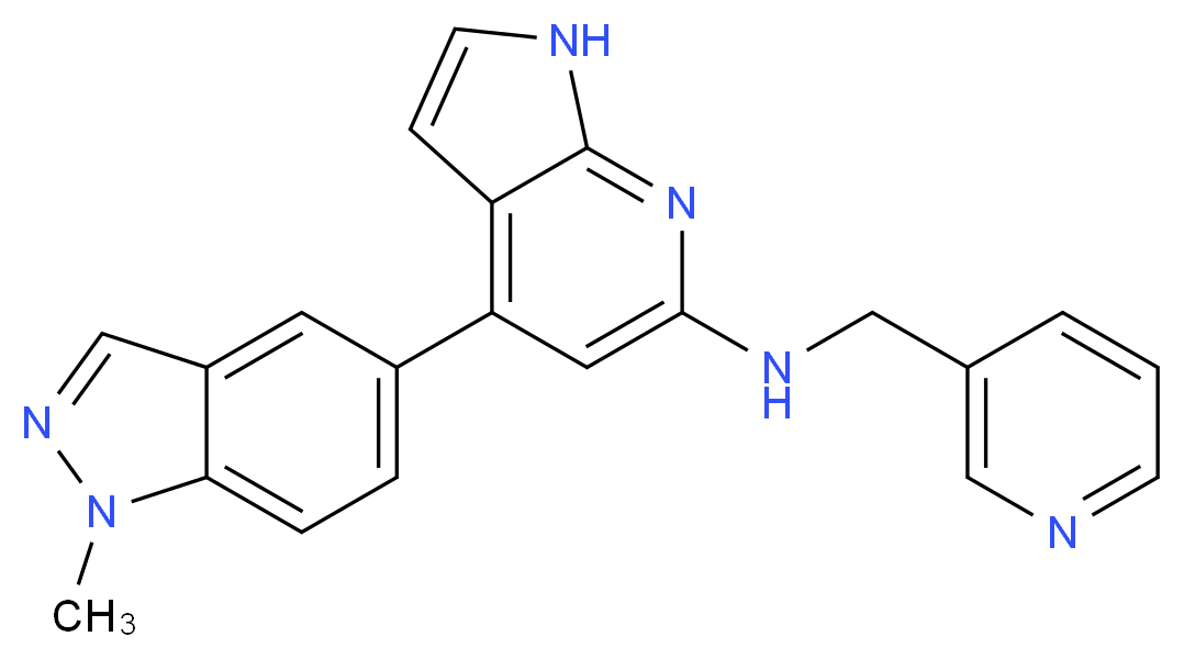 4-(1-methyl-1H-indazol-5-yl)-N-(pyridin-3-ylmethyl)-1H-pyrrolo[2,3-b]pyridin-6-amine_分子结构_CAS_)