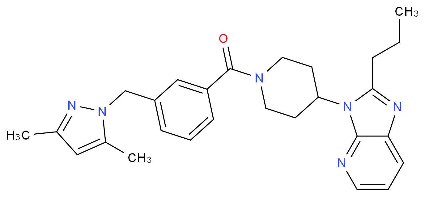 3-(1-{3-[(3,5-dimethyl-1H-pyrazol-1-yl)methyl]benzoyl}-4-piperidinyl)-2-propyl-3H-imidazo[4,5-b]pyridine_分子结构_CAS_)