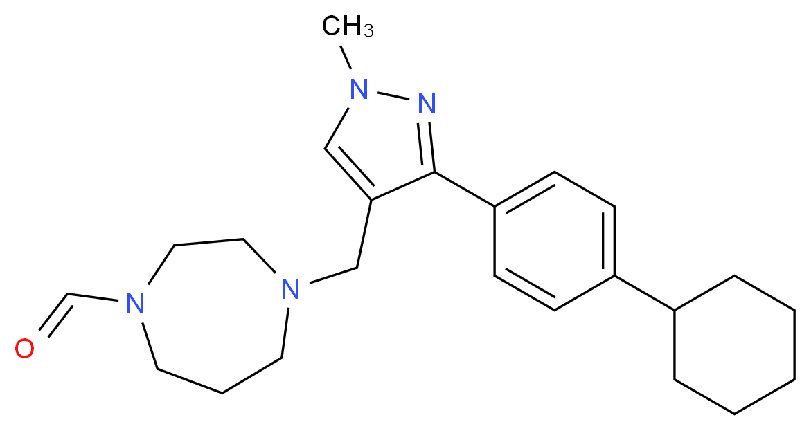 4-{[3-(4-cyclohexylphenyl)-1-methyl-1H-pyrazol-4-yl]methyl}-1,4-diazepane-1-carbaldehyde_分子结构_CAS_)