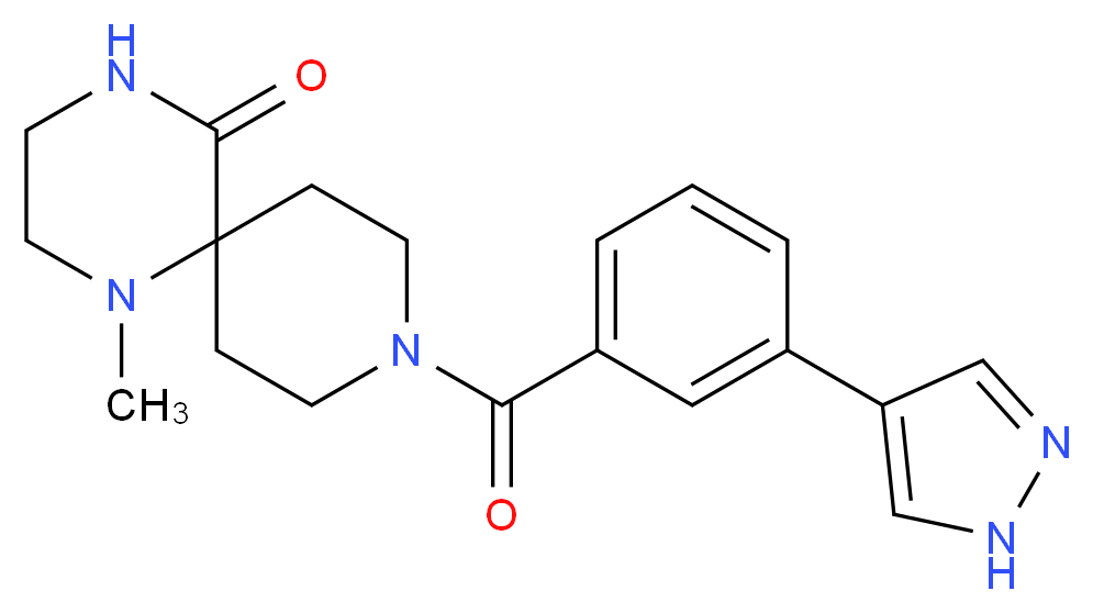 1-methyl-9-[3-(1H-pyrazol-4-yl)benzoyl]-1,4,9-triazaspiro[5.5]undecan-5-one_分子结构_CAS_)