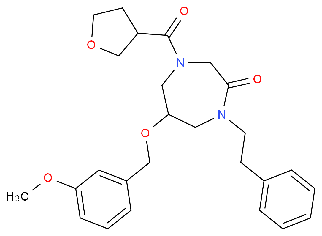 6-[(3-methoxybenzyl)oxy]-1-(2-phenylethyl)-4-(tetrahydro-3-furanylcarbonyl)-1,4-diazepan-2-one_分子结构_CAS_)