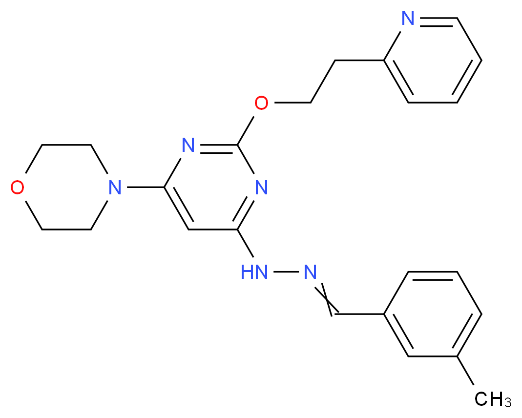 4-(6-{2-[(3-methylphenyl)methylidene]hydrazin-1-yl}-2-[2-(pyridin-2-yl)ethoxy]pyrimidin-4-yl)morpholine_分子结构_CAS_541550-19-0