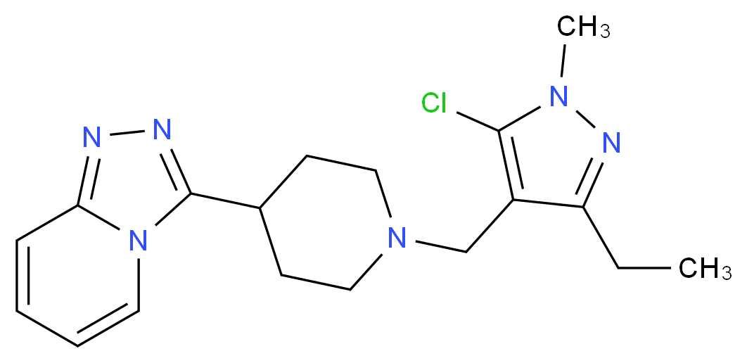 3-{1-[(5-chloro-3-ethyl-1-methyl-1H-pyrazol-4-yl)methyl]piperidin-4-yl}[1,2,4]triazolo[4,3-a]pyridine_分子结构_CAS_)
