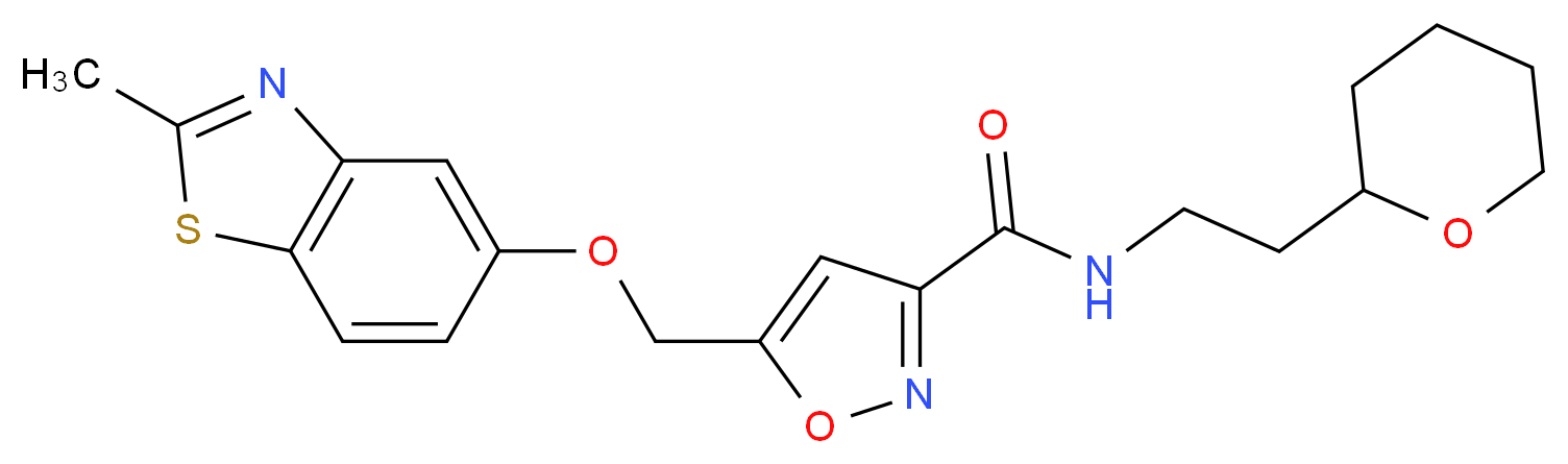 5-{[(2-methyl-1,3-benzothiazol-5-yl)oxy]methyl}-N-[2-(tetrahydro-2H-pyran-2-yl)ethyl]-3-isoxazolecarboxamide_分子结构_CAS_)