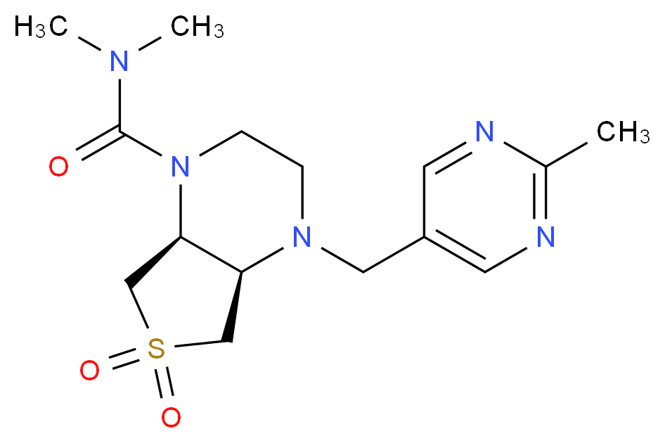 (4aR*,7aS*)-N,N-dimethyl-4-[(2-methyl-5-pyrimidinyl)methyl]hexahydrothieno[3,4-b]pyrazine-1(2H)-carboxamide 6,6-dioxide_分子结构_CAS_)