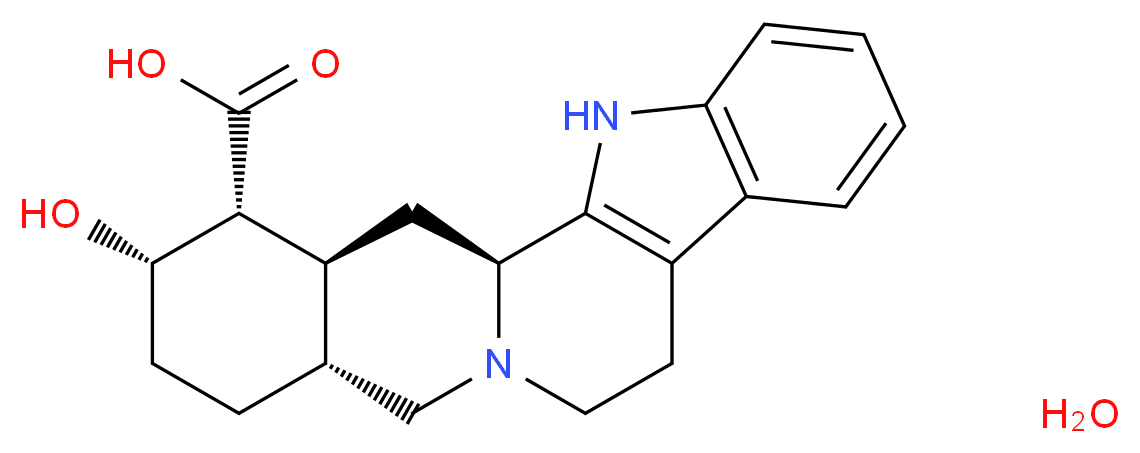 (1R,2S,4aR,13bS,14aS)-2-hydroxy-1,2,3,4,4a,5,7,8,13,13b,14,14a-dodecahydroindolo[2',3':3,4]pyrido[1,2-b]isoquinoline-1-carboxylic acid hydrate_分子结构_CAS_)