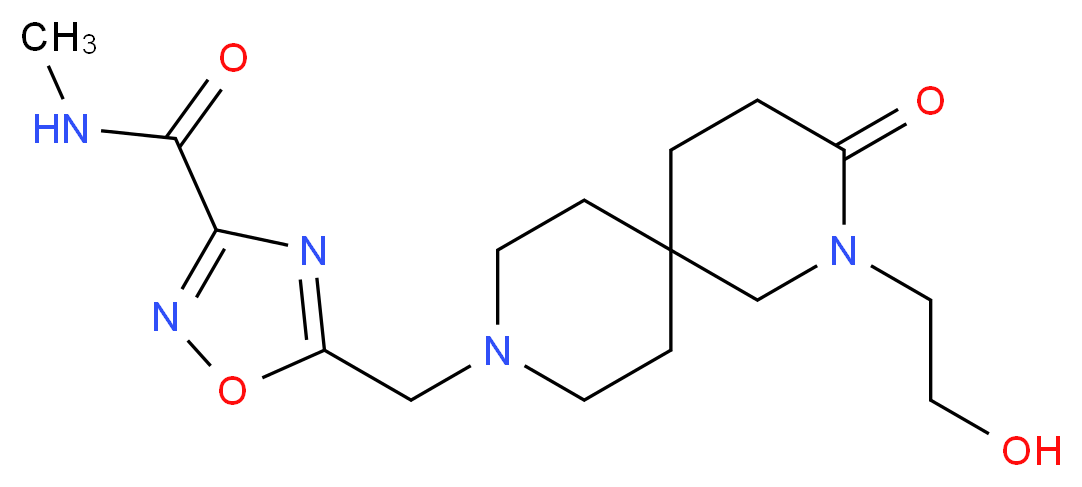 5-{[2-(2-hydroxyethyl)-3-oxo-2,9-diazaspiro[5.5]undec-9-yl]methyl}-N-methyl-1,2,4-oxadiazole-3-carboxamide_分子结构_CAS_)