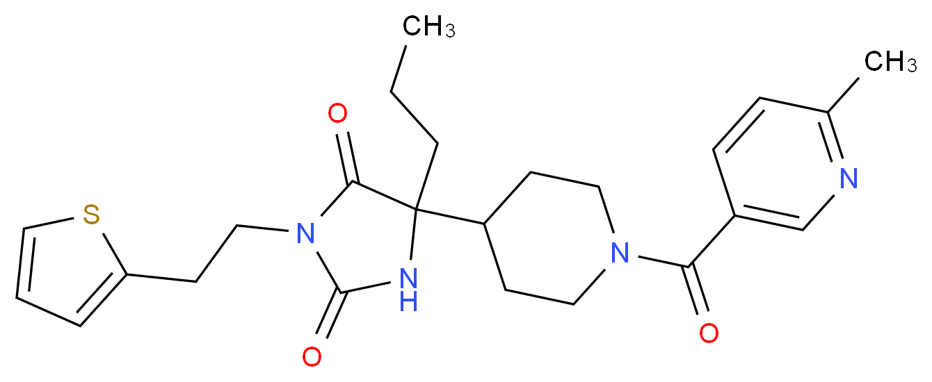 5-{1-[(6-methyl-3-pyridinyl)carbonyl]-4-piperidinyl}-5-propyl-3-[2-(2-thienyl)ethyl]-2,4-imidazolidinedione_分子结构_CAS_)