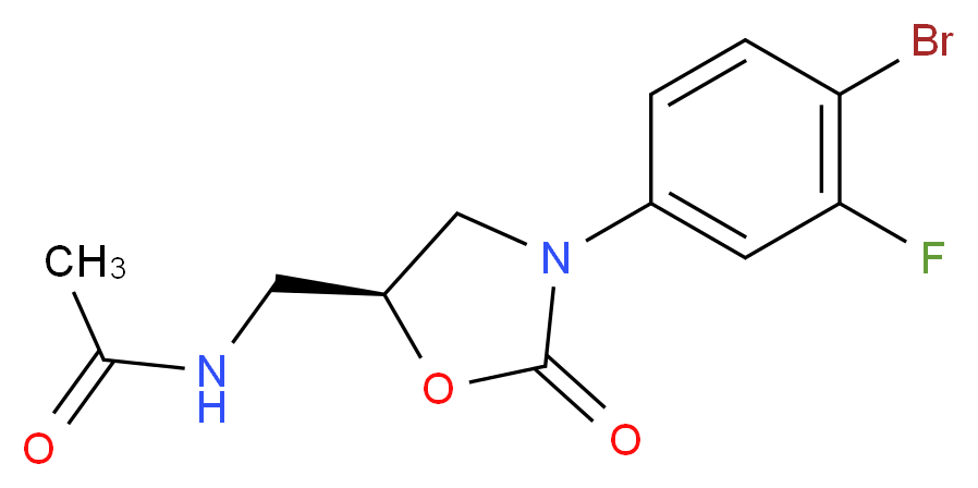 N-{[(5S)-3-(4-bromo-3-fluorophenyl)-2-oxo-1,3-oxazolidin-5-yl]methyl}acetamide_分子结构_CAS_856677-05-9