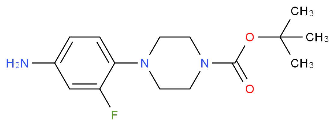 tert-Butyl 4-(4-amino-2-fluorophenyl)tetrahydro-1(2H)-pyrazinecarboxylate_分子结构_CAS_1000053-23-5)