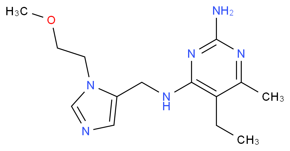 5-ethyl-N~4~-{[1-(2-methoxyethyl)-1H-imidazol-5-yl]methyl}-6-methylpyrimidine-2,4-diamine_分子结构_CAS_)