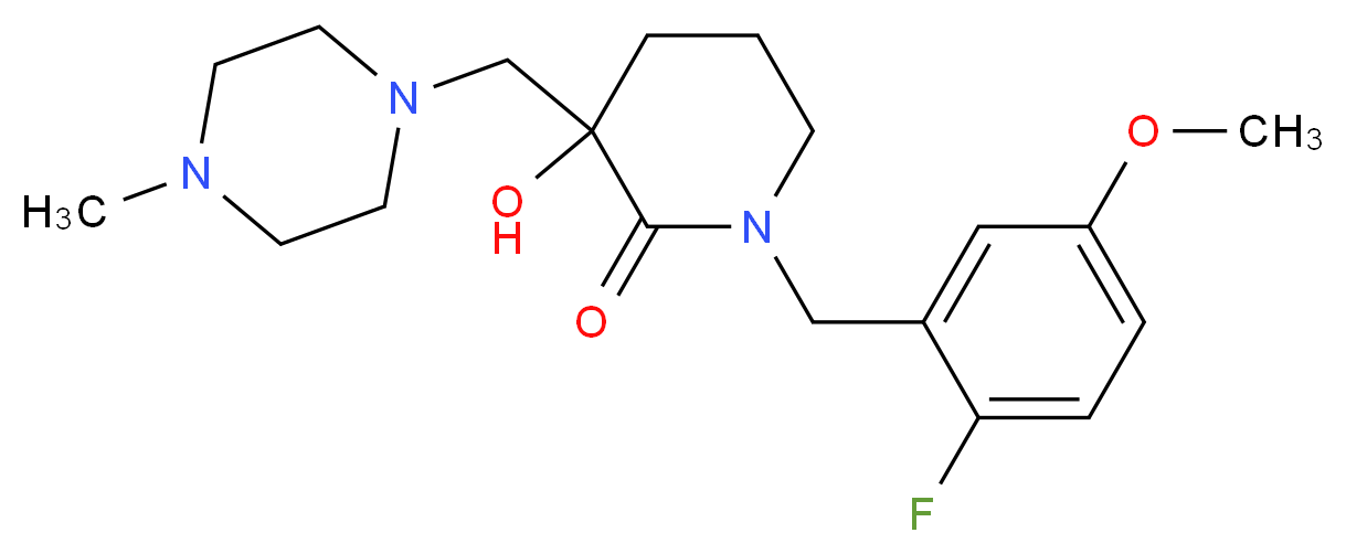 1-(2-fluoro-5-methoxybenzyl)-3-hydroxy-3-[(4-methylpiperazin-1-yl)methyl]piperidin-2-one_分子结构_CAS_)