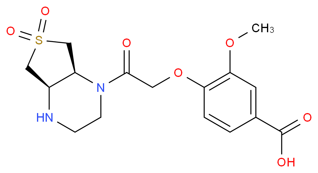 4-{2-[(4aR*,7aS*)-6,6-dioxidohexahydrothieno[3,4-b]pyrazin-1(2H)-yl]-2-oxoethoxy}-3-methoxybenzoic acid_分子结构_CAS_)