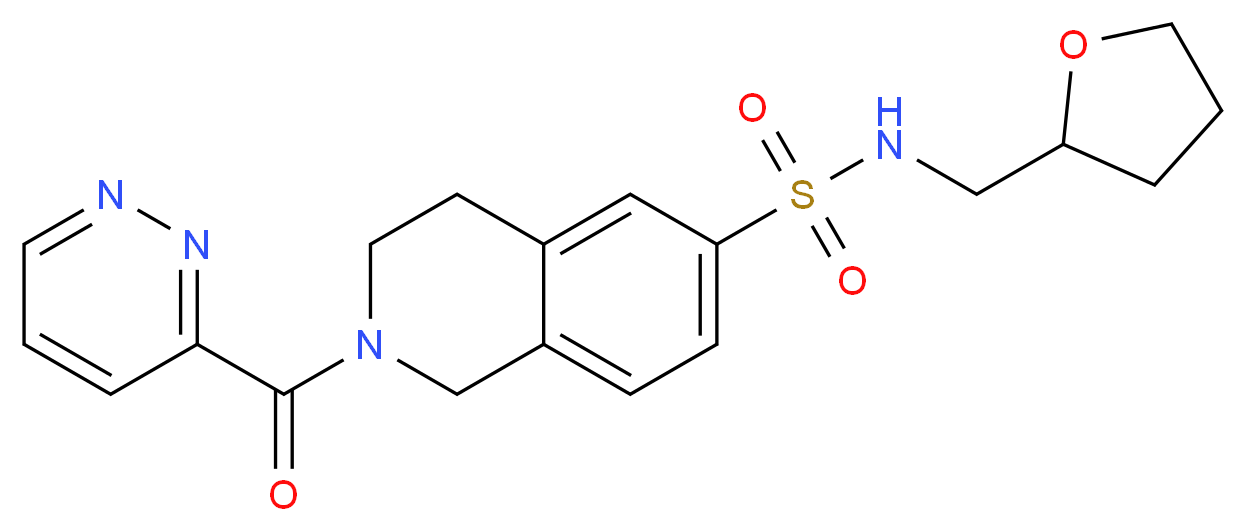 2-(pyridazin-3-ylcarbonyl)-N-(tetrahydrofuran-2-ylmethyl)-1,2,3,4-tetrahydroisoquinoline-6-sulfonamide_分子结构_CAS_)