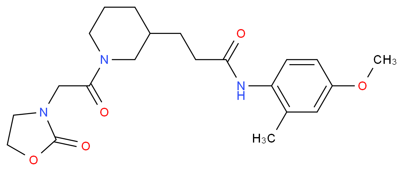 N-(4-methoxy-2-methylphenyl)-3-{1-[(2-oxo-1,3-oxazolidin-3-yl)acetyl]-3-piperidinyl}propanamide_分子结构_CAS_)
