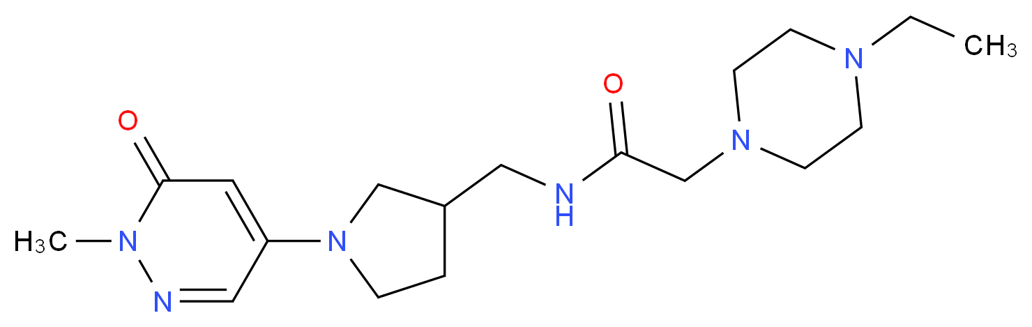 2-(4-ethyl-1-piperazinyl)-N-{[1-(1-methyl-6-oxo-1,6-dihydro-4-pyridazinyl)-3-pyrrolidinyl]methyl}acetamide_分子结构_CAS_)