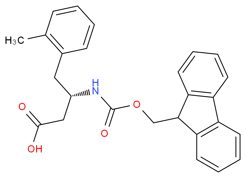 (3S)-3-{[(9H-fluoren-9-ylmethoxy)carbonyl]amino}-4-(2-methylphenyl)butanoic acid_分子结构_CAS_270062-91-4