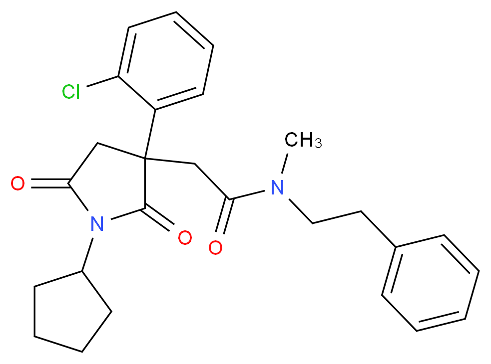 2-[3-(2-chlorophenyl)-1-cyclopentyl-2,5-dioxo-3-pyrrolidinyl]-N-methyl-N-(2-phenylethyl)acetamide_分子结构_CAS_)