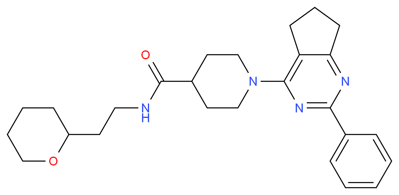 1-(2-phenyl-6,7-dihydro-5H-cyclopenta[d]pyrimidin-4-yl)-N-[2-(tetrahydro-2H-pyran-2-yl)ethyl]-4-piperidinecarboxamide_分子结构_CAS_)
