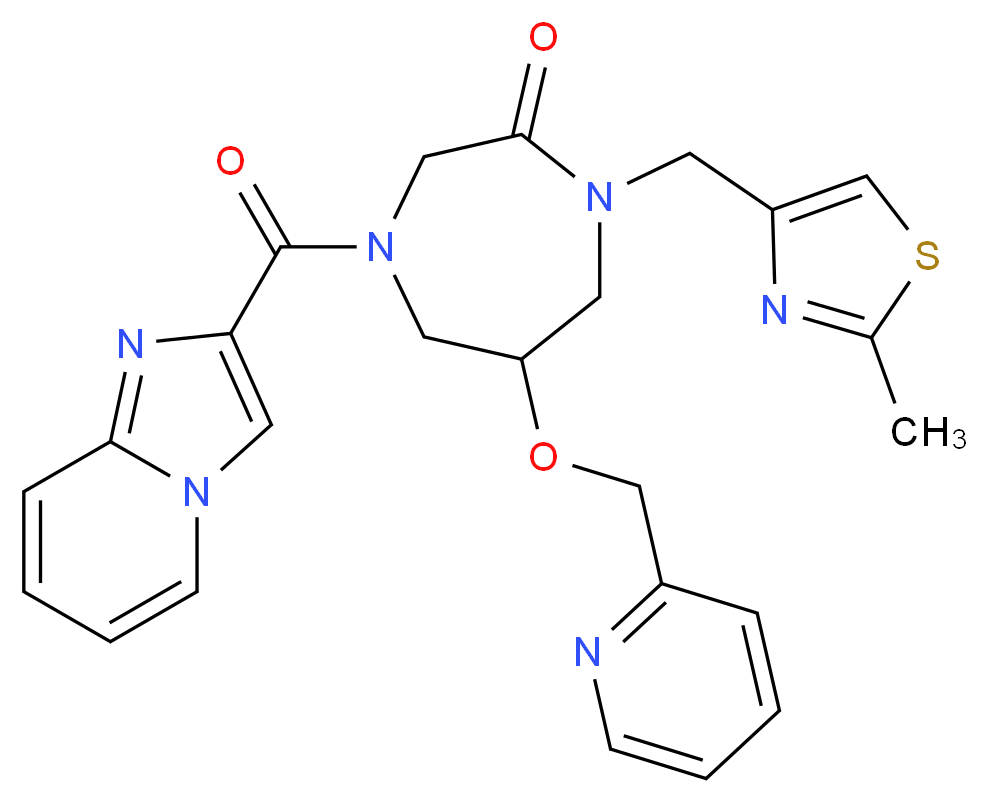 4-(imidazo[1,2-a]pyridin-2-ylcarbonyl)-1-[(2-methyl-1,3-thiazol-4-yl)methyl]-6-(2-pyridinylmethoxy)-1,4-diazepan-2-one_分子结构_CAS_)