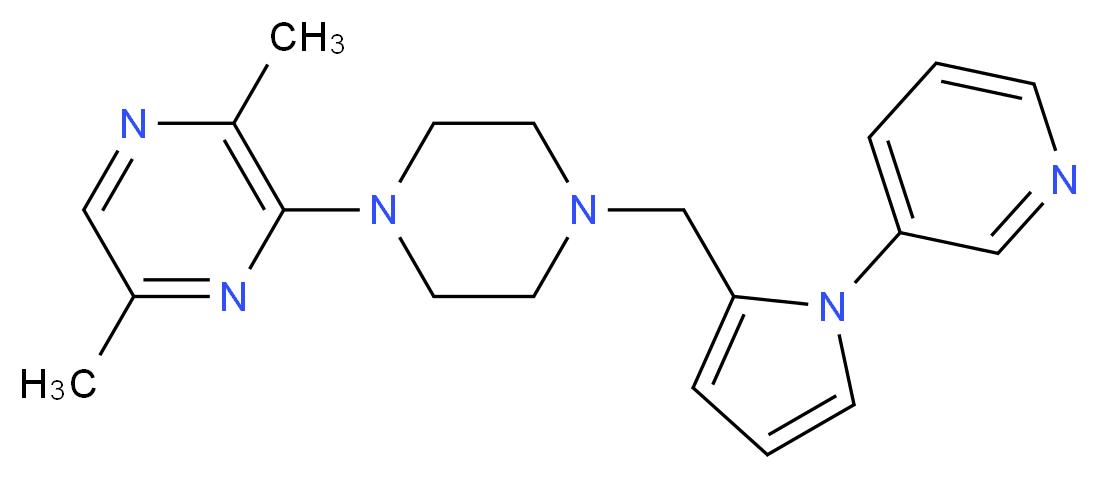 2,5-dimethyl-3-{4-[(1-pyridin-3-yl-1H-pyrrol-2-yl)methyl]piperazin-1-yl}pyrazine_分子结构_CAS_)