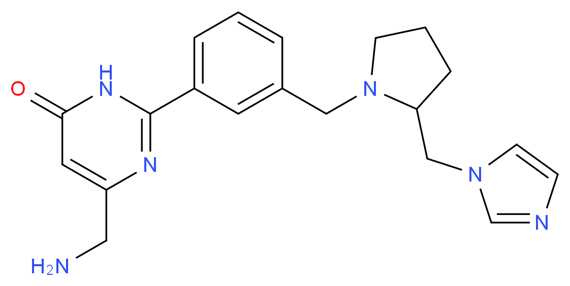 6-(aminomethyl)-2-(3-{[2-(1H-imidazol-1-ylmethyl)pyrrolidin-1-yl]methyl}phenyl)pyrimidin-4(3H)-one_分子结构_CAS_)