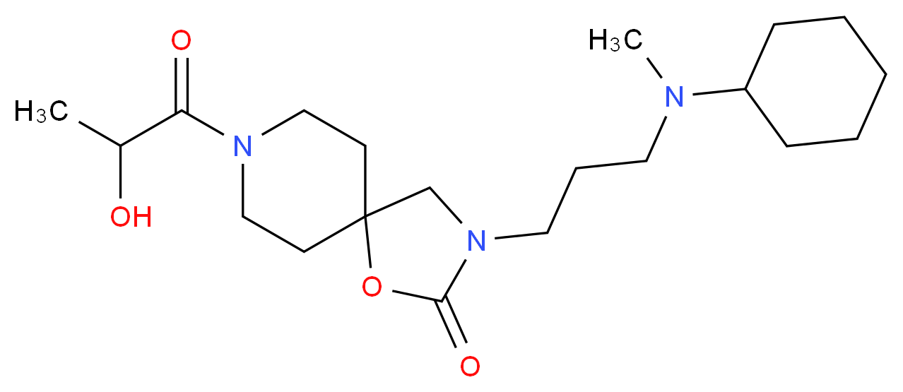 3-{3-[cyclohexyl(methyl)amino]propyl}-8-lactoyl-1-oxa-3,8-diazaspiro[4.5]decan-2-one_分子结构_CAS_)
