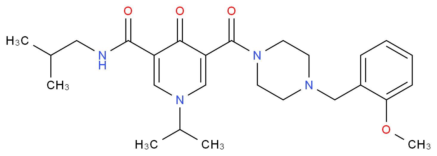 N-isobutyl-1-isopropyl-5-{[4-(2-methoxybenzyl)-1-piperazinyl]carbonyl}-4-oxo-1,4-dihydro-3-pyridinecarboxamide_分子结构_CAS_)
