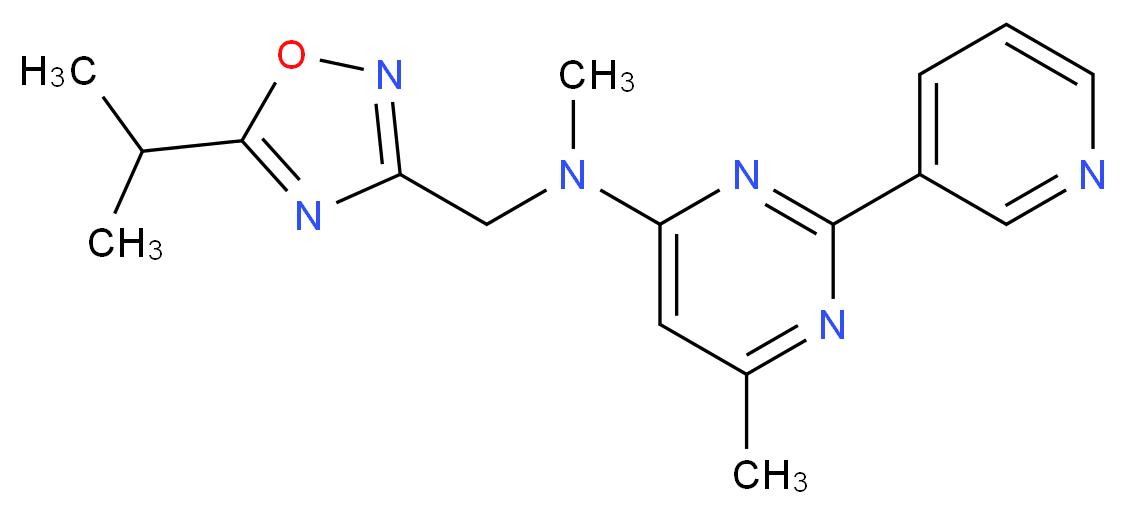 N-[(5-isopropyl-1,2,4-oxadiazol-3-yl)methyl]-N,6-dimethyl-2-pyridin-3-ylpyrimidin-4-amine_分子结构_CAS_)