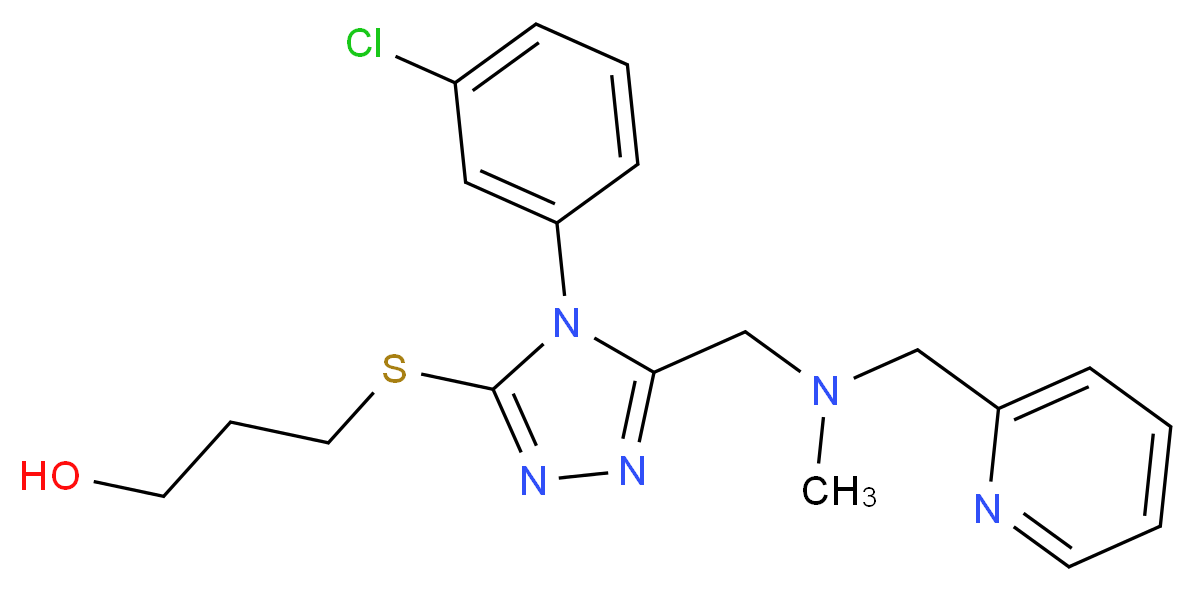 3-[(4-(3-chlorophenyl)-5-{[methyl(2-pyridinylmethyl)amino]methyl}-4H-1,2,4-triazol-3-yl)thio]-1-propanol_分子结构_CAS_)