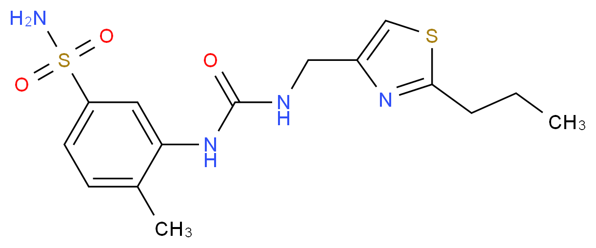 4-methyl-3-[({[(2-propyl-1,3-thiazol-4-yl)methyl]amino}carbonyl)amino]benzenesulfonamide_分子结构_CAS_)