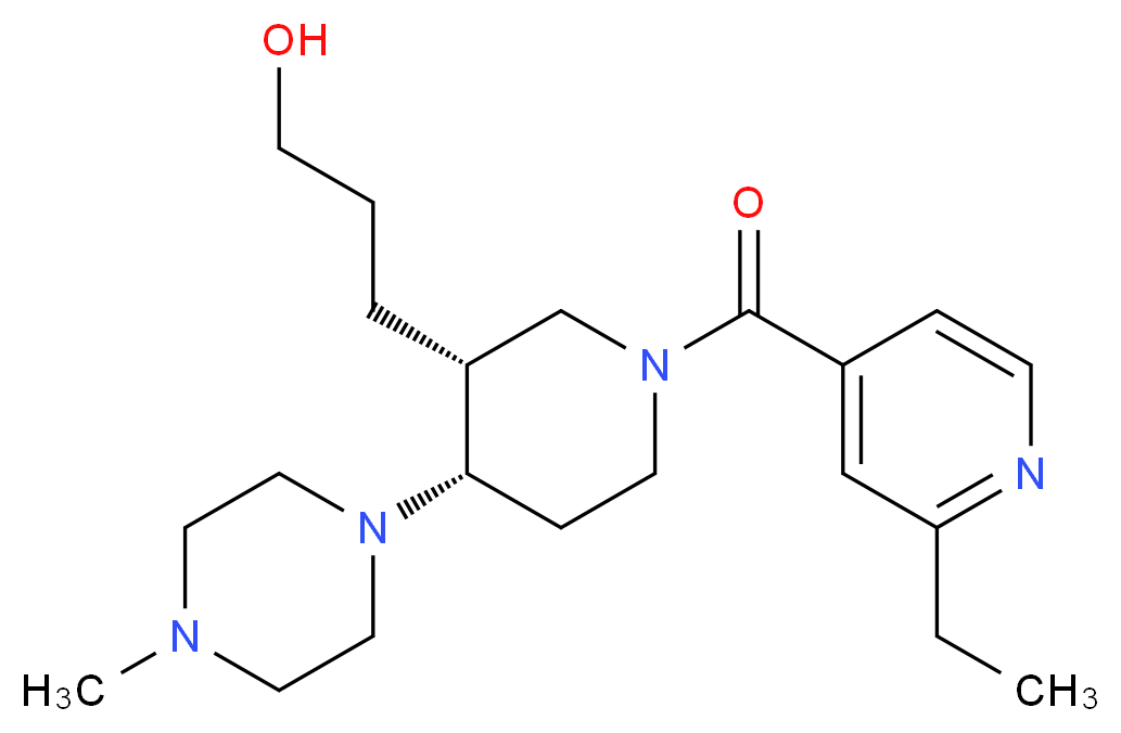 3-[(3R*,4S*)-1-(2-ethylisonicotinoyl)-4-(4-methylpiperazin-1-yl)piperidin-3-yl]propan-1-ol_分子结构_CAS_)