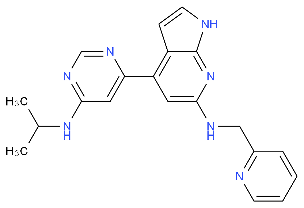 4-[6-(isopropylamino)pyrimidin-4-yl]-N-(pyridin-2-ylmethyl)-1H-pyrrolo[2,3-b]pyridin-6-amine_分子结构_CAS_)
