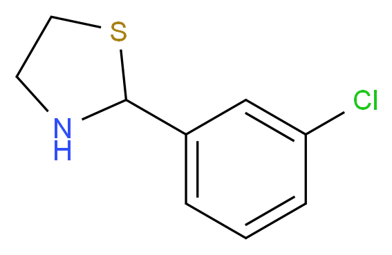 2-(3-chlorophenyl)-1,3-thiazolidine_分子结构_CAS_60980-82-7