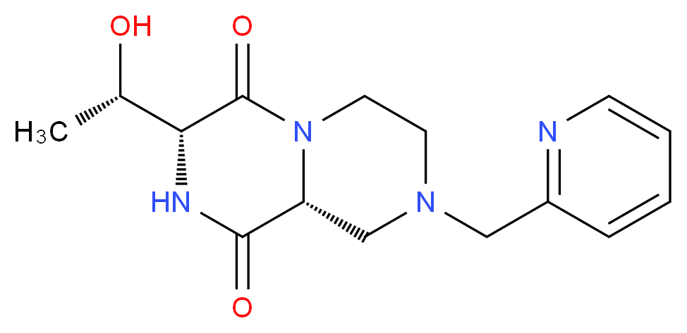 (3R,9aR)-3-[(1S)-1-hydroxyethyl]-8-(2-pyridinylmethyl)tetrahydro-2H-pyrazino[1,2-a]pyrazine-1,4(3H,6H)-dione_分子结构_CAS_)