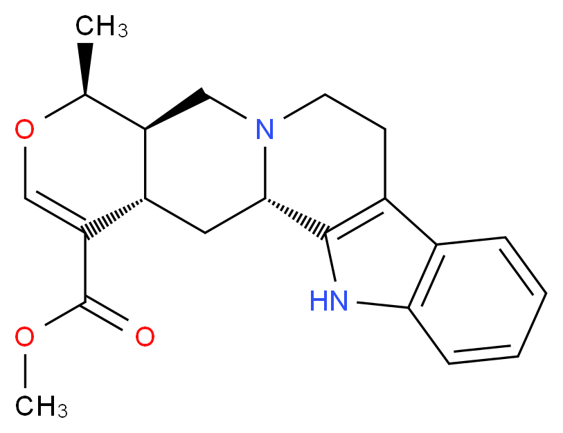 methyl (1S,15R,16S,20S)-16-methyl-17-oxa-3,13-diazapentacyclo[11.8.0.0^{2,10}.0^{4,9}.0^{15,20}]henicosa-2(10),4,6,8,18-pentaene-19-carboxylate_分子结构_CAS_483-04-5