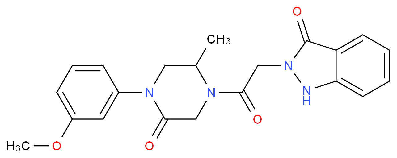2-{2-[4-(3-methoxyphenyl)-2-methyl-5-oxo-1-piperazinyl]-2-oxoethyl}-1,2-dihydro-3H-indazol-3-one_分子结构_CAS_)