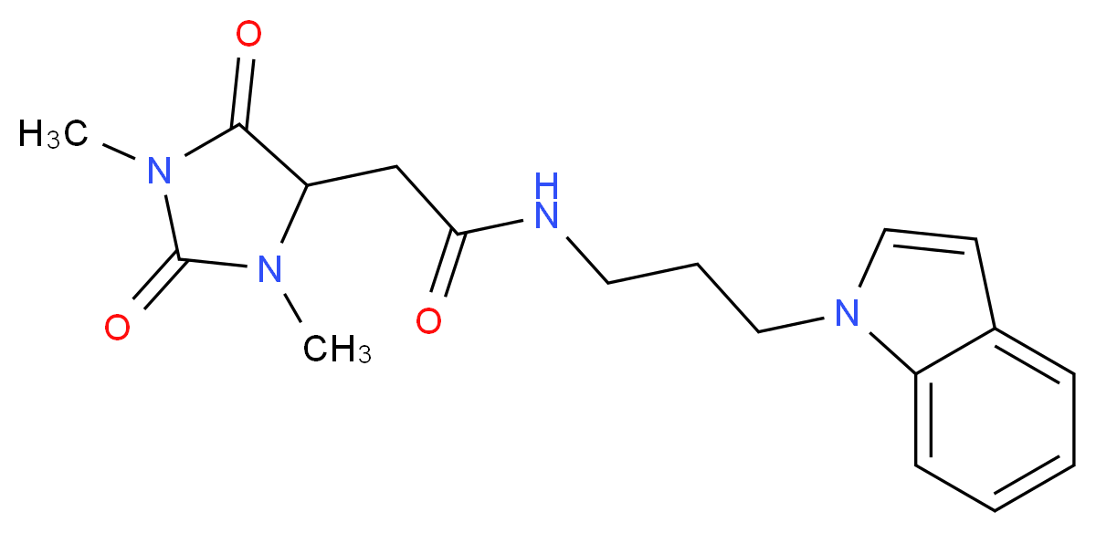 2-(1,3-dimethyl-2,5-dioxo-4-imidazolidinyl)-N-[3-(1H-indol-1-yl)propyl]acetamide_分子结构_CAS_)