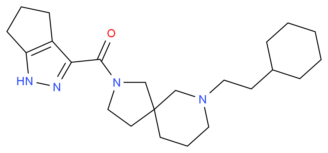 7-(2-cyclohexylethyl)-2-(1,4,5,6-tetrahydrocyclopenta[c]pyrazol-3-ylcarbonyl)-2,7-diazaspiro[4.5]decane_分子结构_CAS_)