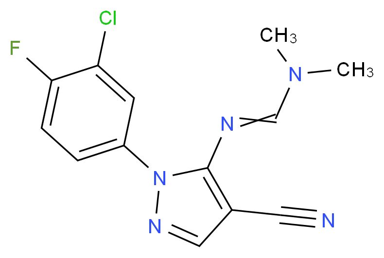 N'-[1-(3-chloro-4-fluorophenyl)-4-cyano-1H-pyrazol-5-yl]-N,N-dimethylmethanimidamide_分子结构_CAS_220088-42-6