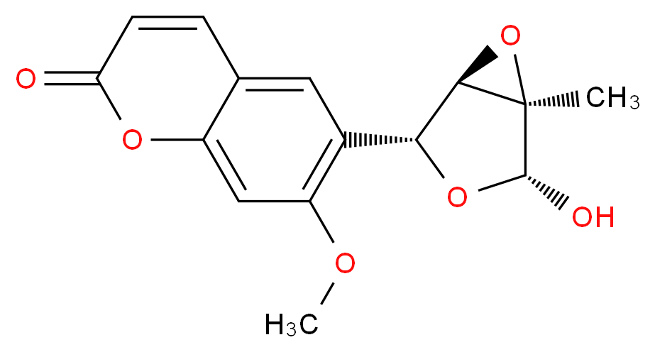 6-[(1R,2R,4R,5R)-4-hydroxy-5-methyl-3,6-dioxabicyclo[3.1.0]hexan-2-yl]-7-methoxy-2H-chromen-2-one_分子结构_CAS_94285-06-0