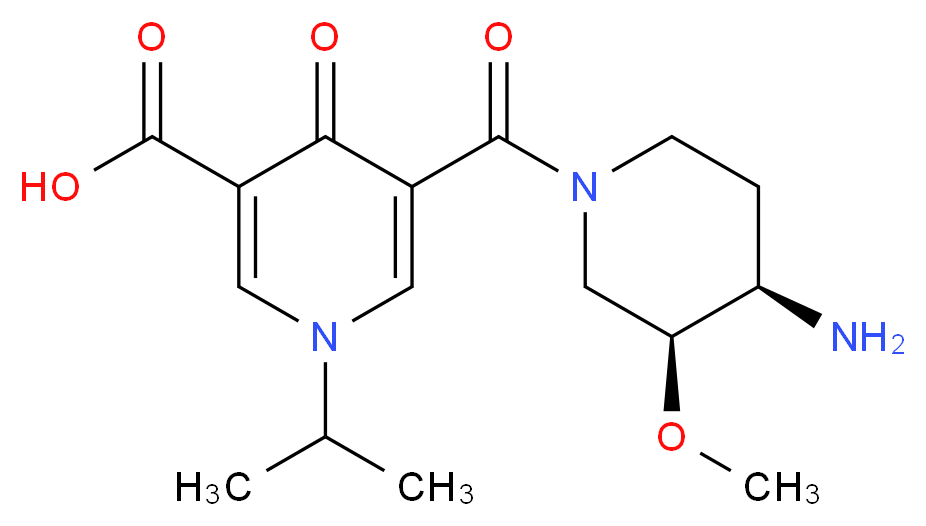 5-{[(3S*,4R*)-4-amino-3-methoxypiperidin-1-yl]carbonyl}-1-isopropyl-4-oxo-1,4-dihydropyridine-3-carboxylic acid_分子结构_CAS_)
